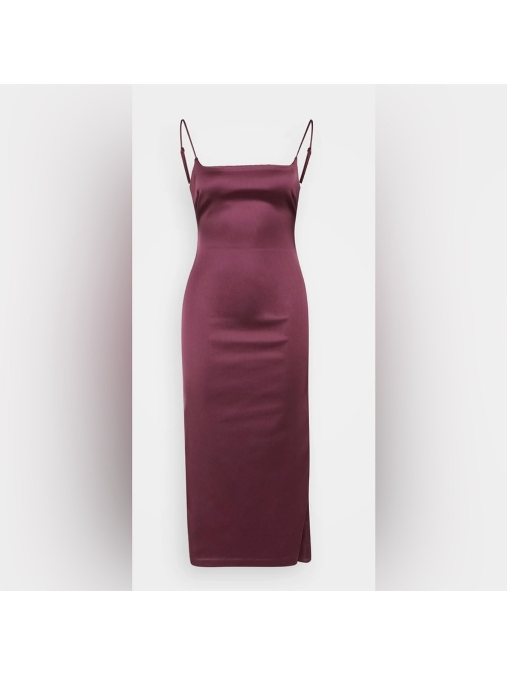 Abercrombie & Fitch Burgundy Satin Slip Midi Dress